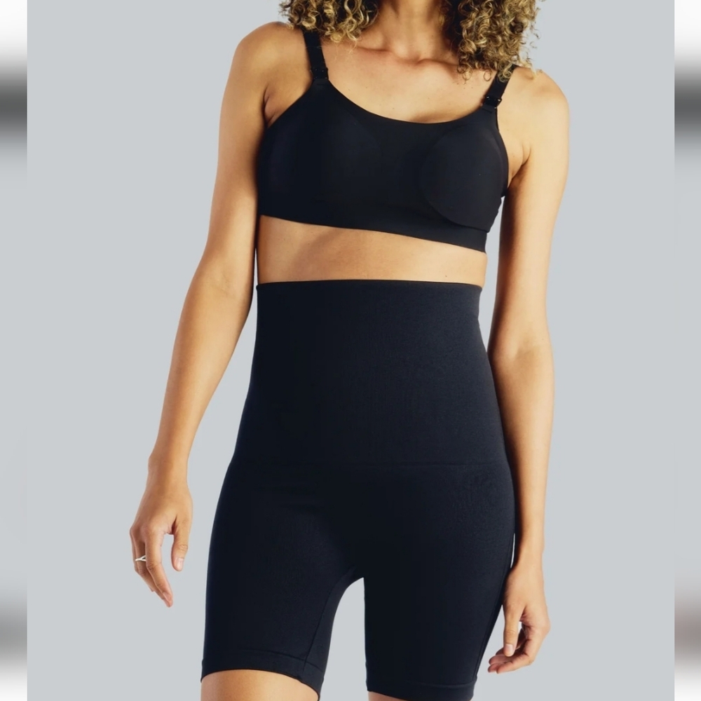 Belly Bandit Mother Tucker Small Black Postpartum Compression Biker Shorts NWOT
